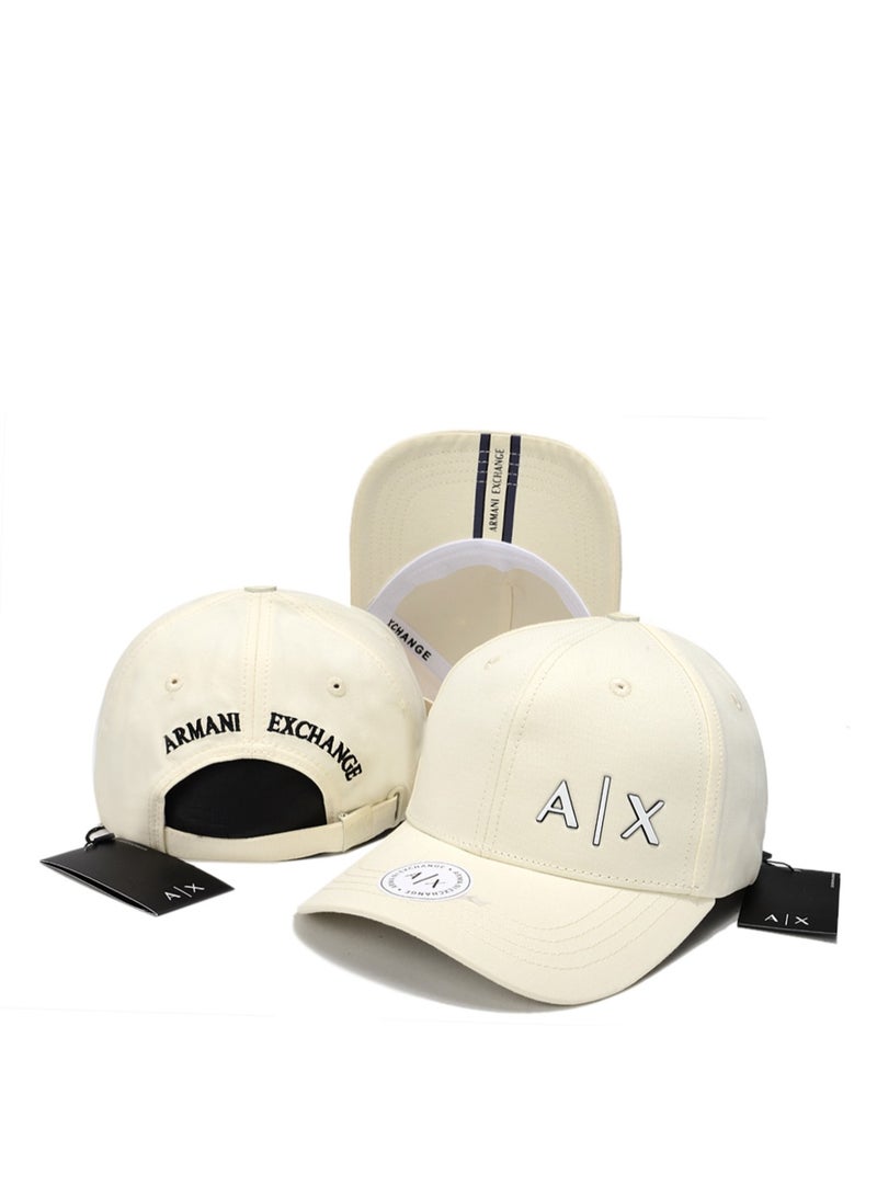 Cap: Cream Cotton, 3D Logo Detailing