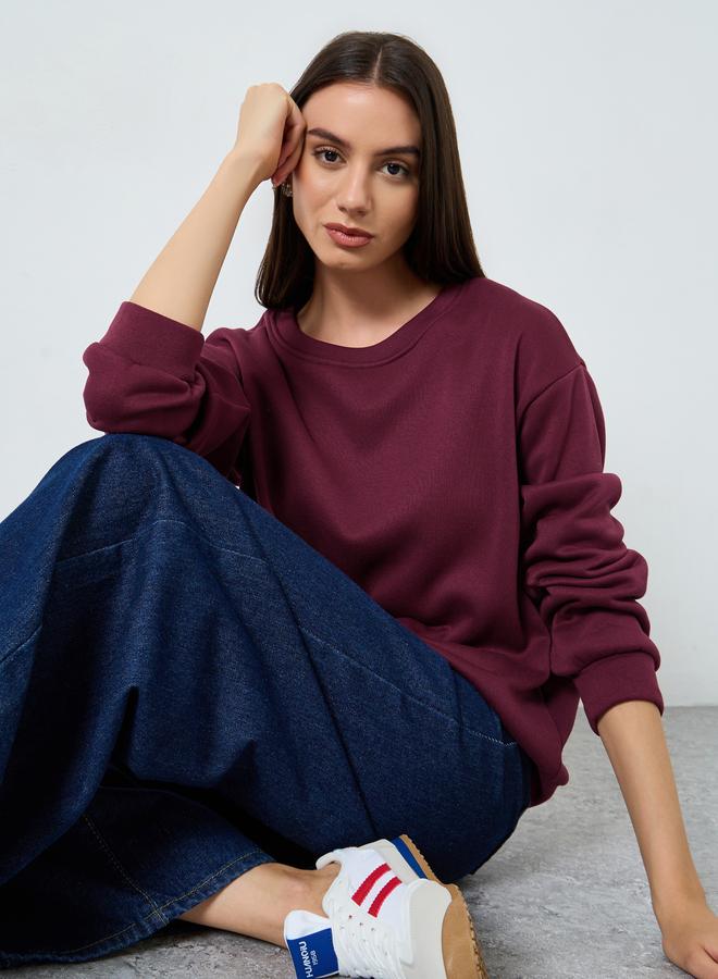 ستايلي سويت شيرت واسع سادة - Image 1