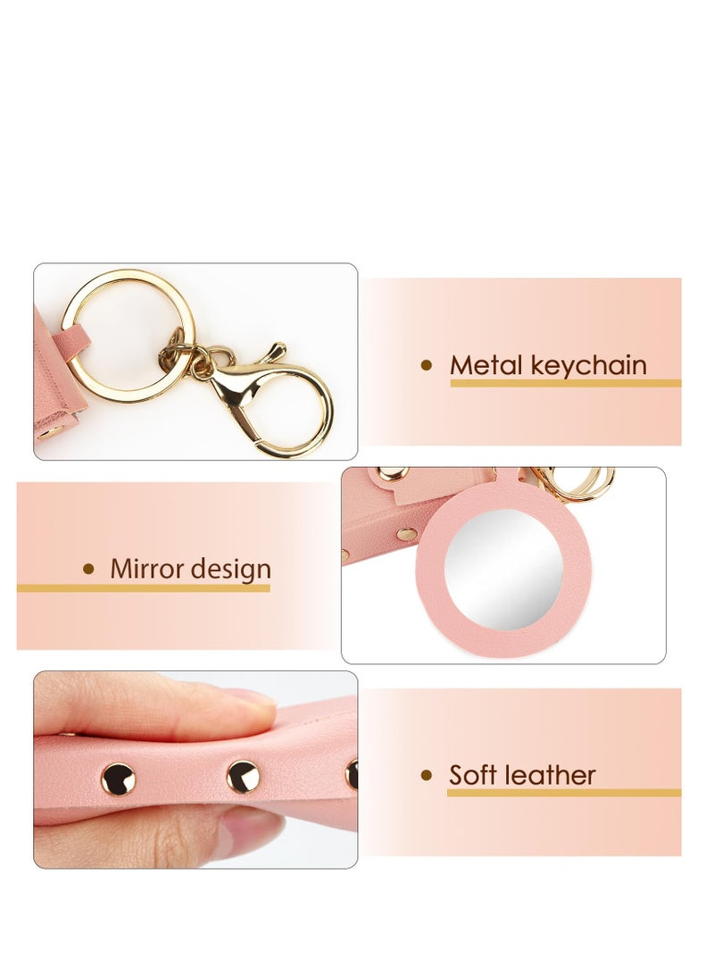 SYOSI Lipstick Organizer Keychain, Leather Lipstick Case with Mirror for Women, Portable Lip Gloss Bag Lip Balm Holder for Travel Lipstick Lip Gloss Cosmetics (Pink & Yellow) (2 Pack) - Image 5
