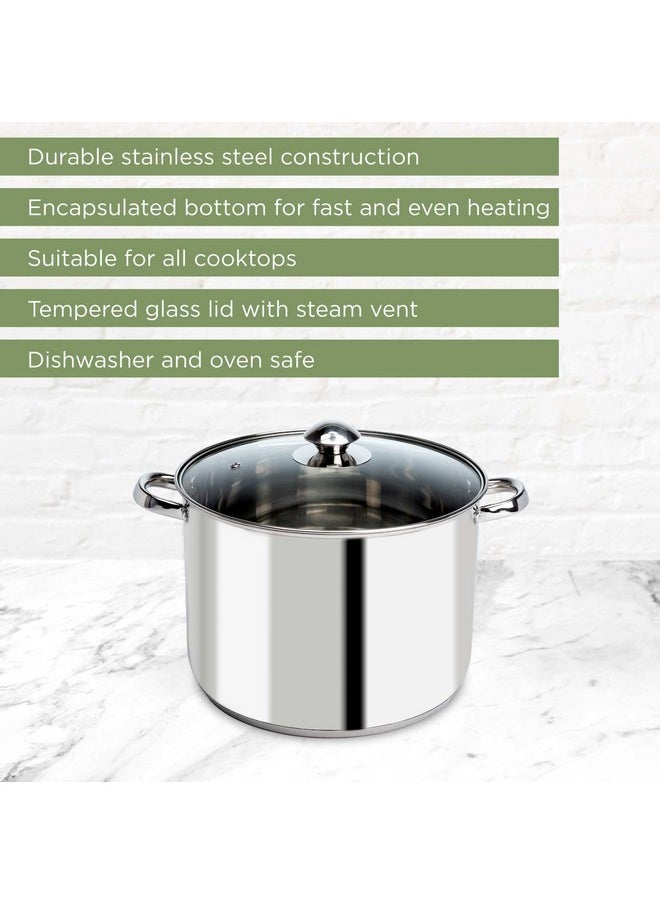 Ecolution Ecolution Stainless Steel Stock Pot, Encapsulated Induction Ready Cooking Pot with Glass Lid, Oven Safe, Dishwasher Safe Soup Pot, 8-Quart  - Image 2