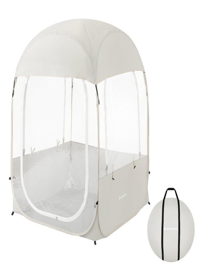 Raynesys Sports Tent for 1 Person, Portable & Foldable Pop Up Tents Shelter with Carry Bag, Instant Weather Proof Clear View Bubble Tent for Watching Sports Events, Fishing, Camping, Beige - Image 3