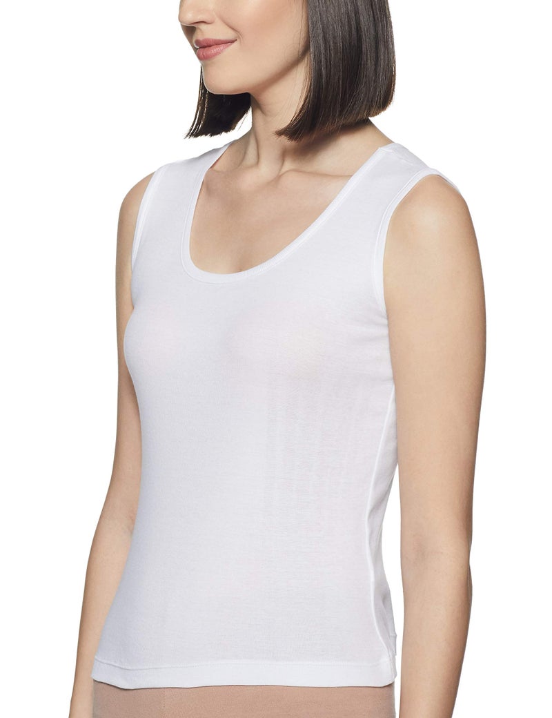 Rupa Softline Women Super Combed Cotton Tank top, Stretchable and Body-hugging,for Yoga,Gym wear and Sports Activities, White,Pack of 3 - Image 2