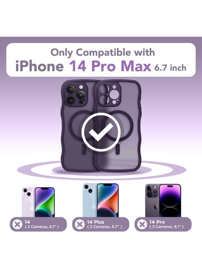 CAPRARO Cute for iPhone 14 Pro Max Case, Compatible with MagSafe, [Curly Wave Edge] [Full Camera Protection] [14 FT Drop Shockproof Protection] Magnetic Phone Case for 14 Pro Max 6.7 Inch, Deep Purple - Image 2