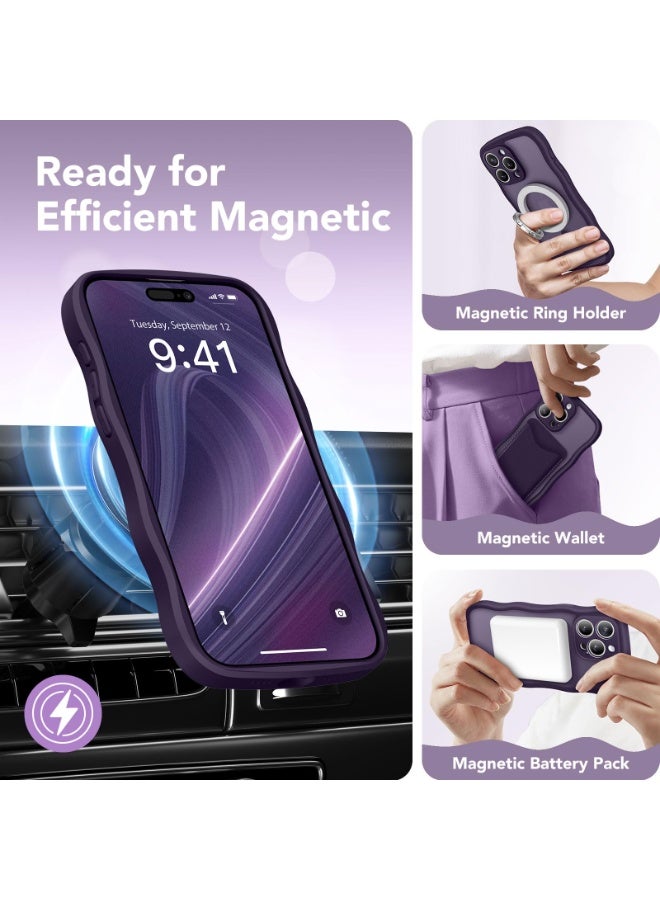 CAPRARO Cute for iPhone 14 Pro Max Case, Compatible with MagSafe, [Curly Wave Edge] [Full Camera Protection] [14 FT Drop Shockproof Protection] Magnetic Phone Case for 14 Pro Max 6.7 Inch, Deep Purple - Image 4