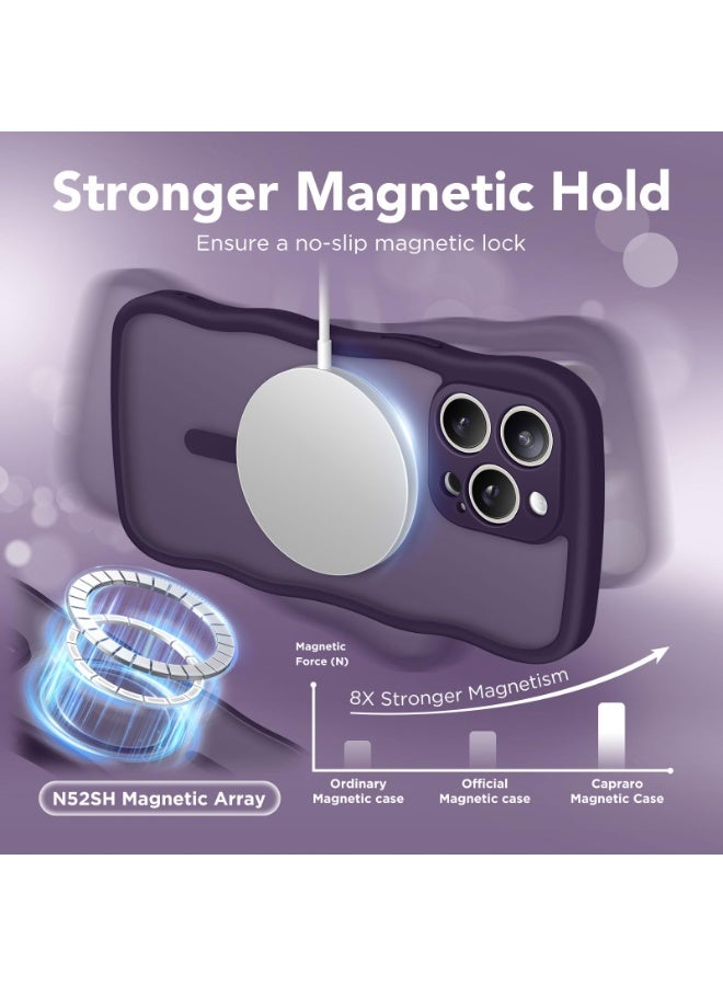 CAPRARO Cute for iPhone 14 Pro Max Case, Compatible with MagSafe, [Curly Wave Edge] [Full Camera Protection] [14 FT Drop Shockproof Protection] Magnetic Phone Case for 14 Pro Max 6.7 Inch, Deep Purple - Image 3