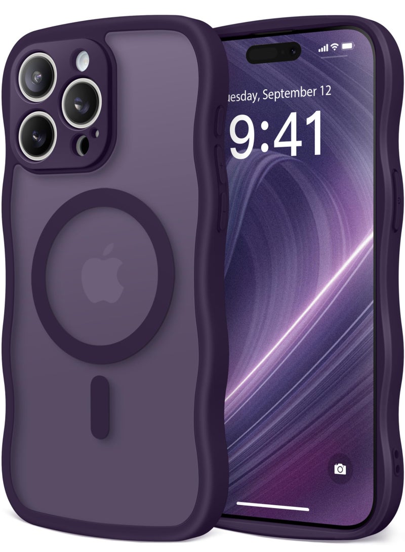CAPRARO Cute for iPhone 14 Pro Max Case, Compatible with MagSafe, [Curly Wave Edge] [Full Camera Protection] [14 FT Drop Shockproof Protection] Magnetic Phone Case for 14 Pro Max 6.7 Inch, Deep Purple - Image 1