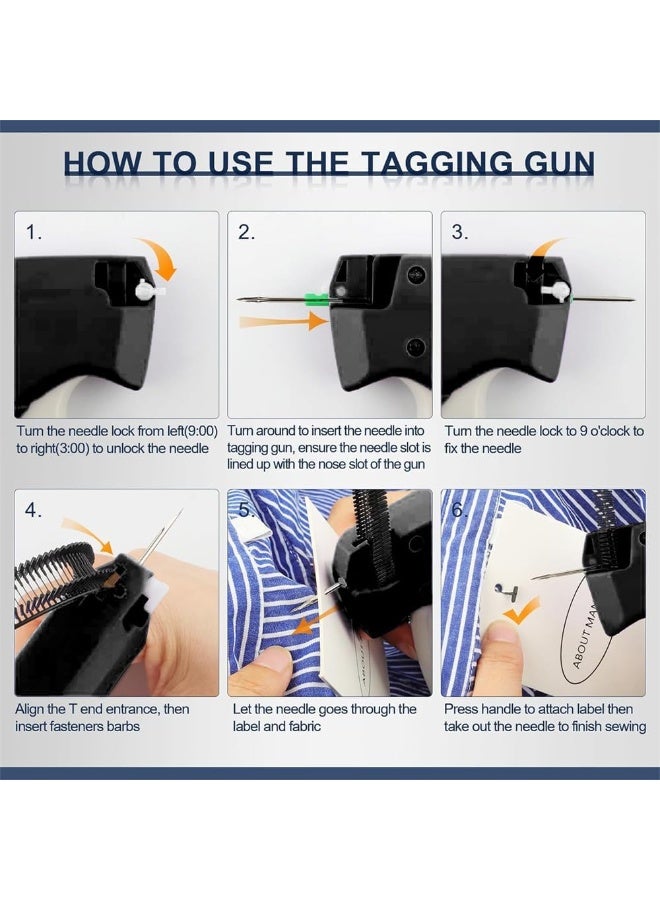 Soofam Stitchy Gun for Clothes, Handheld Stitch Gun Quick Clothing Fixer, Mini Sewing Micro Tagging Gun, Includes 6 Needle, 500 Black Fasteners and 500 White Fasteners, for Retail Garment Label (Black) - Image 4