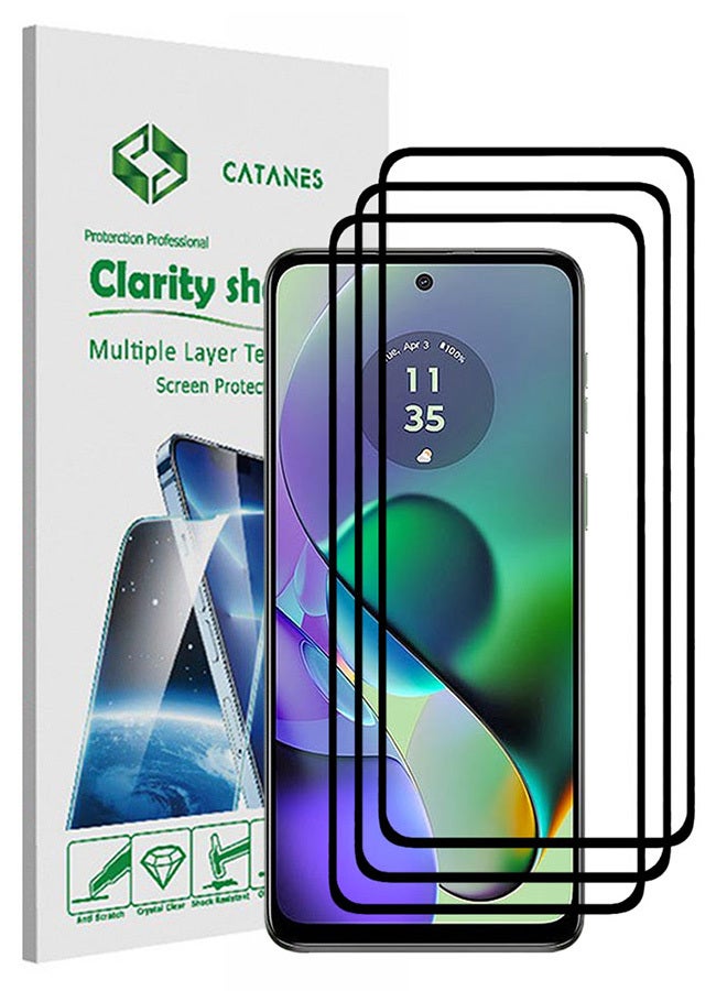 3 Pack For Motorola Moto G54 Screen Protector 9H Hardness Scratch Resistance Screen Protector 3D Tempered Glass Film Ultra HD Easy Install Case Friendly Glass