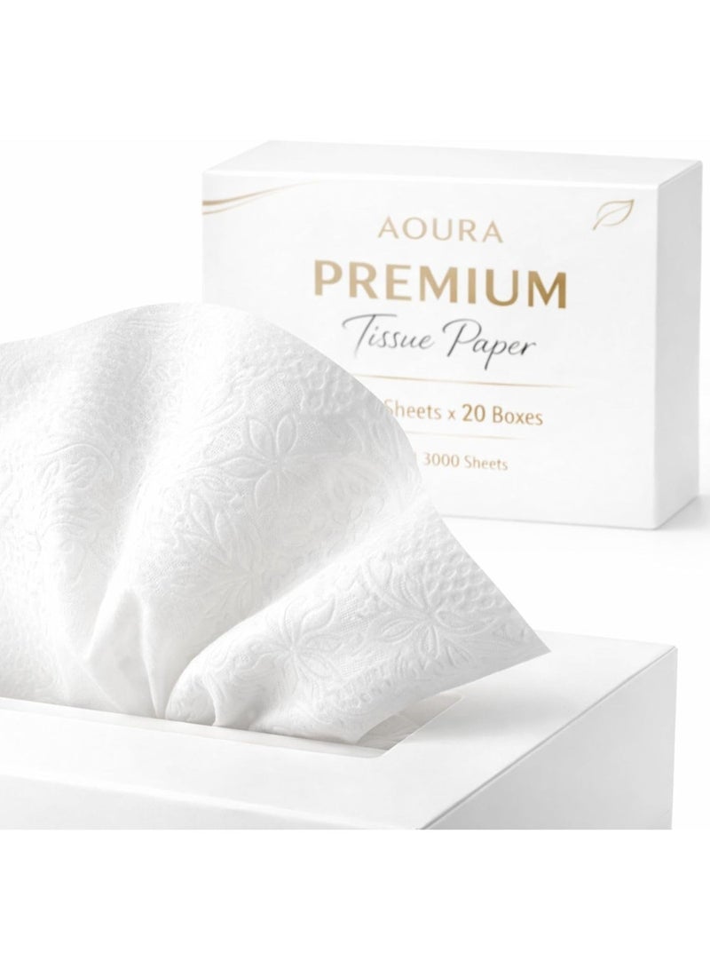 AOURA Premium Interfold Tissue Paper | Soft & Highly Absorbent Interfold Hand Towels, 150 Sheets x 20 Boxes (3000 Sheets Total), Disposable, Hygienic Paper Towels for Home, Office & Hotel Use - Image 5