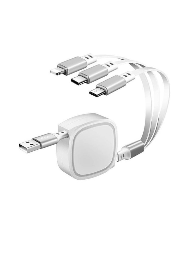 Captaintech 3 in 1 Multi USB Charger Cable Retractable Multiple Charging Cord Adapter with Phone Mini Type C Micro USB Port Connectors Compatible with Cell Phones Tablets Universal Use - Image 1
