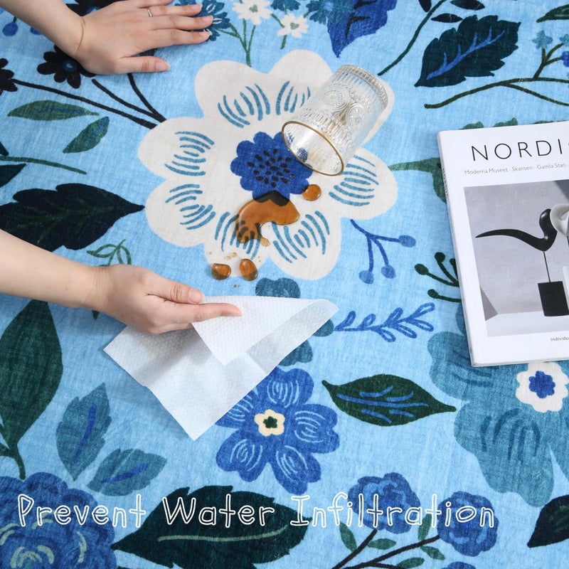Rugcomf Runner Rug for Hallways Kitchen Rug Non Slip 2'6''x8' Washable Runner Rugs with Rubber Backing Soft Floral Carpet Runner for Hallways, Kitchen, Laundry, Bedroom, Bathroom(Blue) - Image 2