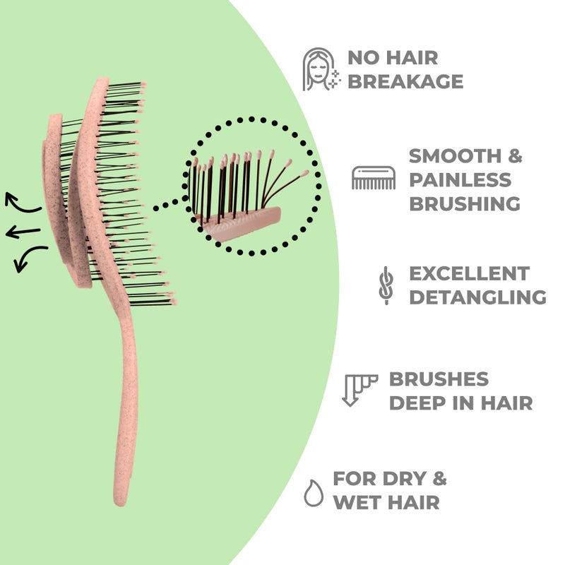 Ninabella Detangling Hair Brush for Women & Men - Does not Pull - Straightening Brushes for Straight & Curly Hair - Unique Spiral Hairbrush - Rose Gold - Image 2