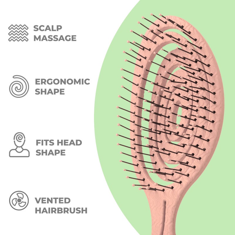 Ninabella Detangling Hair Brush for Women & Men - Does not Pull - Straightening Brushes for Straight & Curly Hair - Unique Spiral Hairbrush - Rose Gold - Image 3