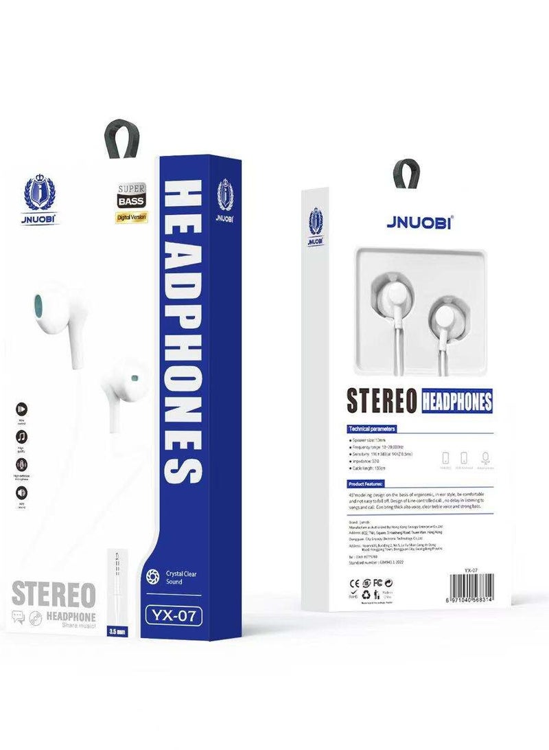 Jnuobi Wired Stereo Headphones YX07-(White)
