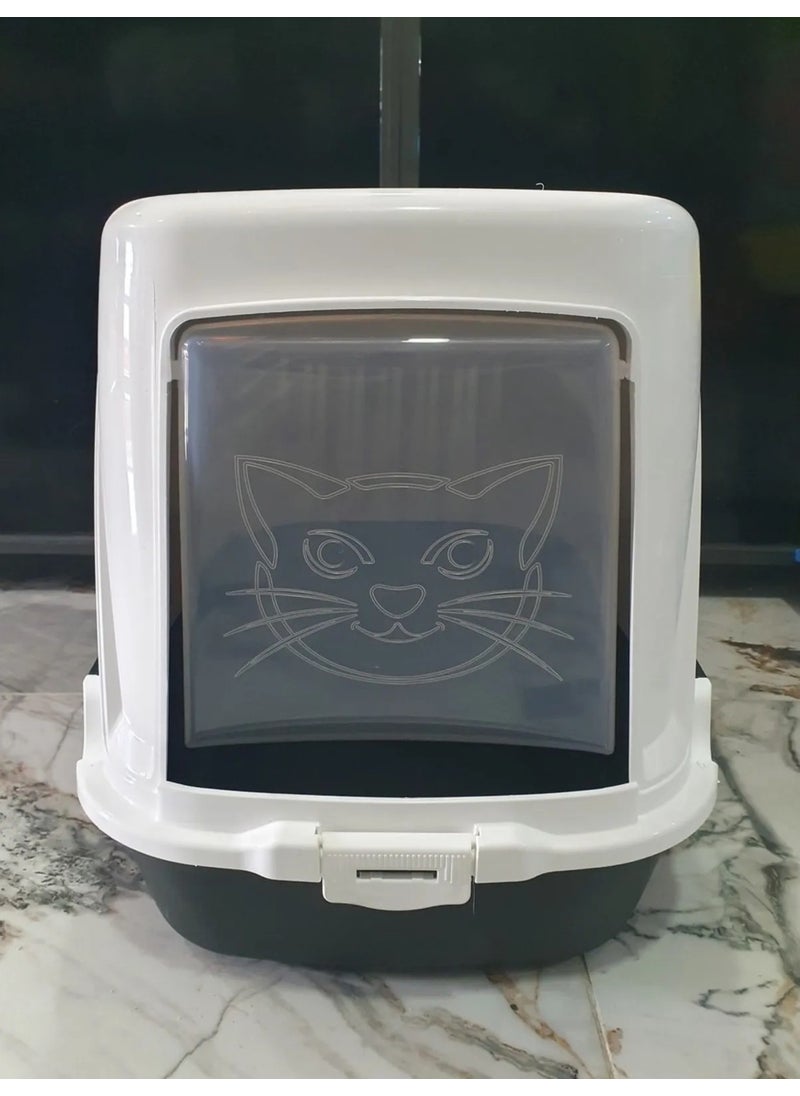 PLASTART - - 60X37X40,5 cm Openable Closed Cat Toilet - White - Image 1
