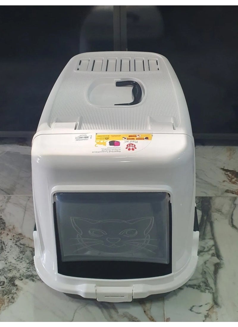 PLASTART - - 60X37X40,5 cm Openable Closed Cat Toilet - White - Image 1