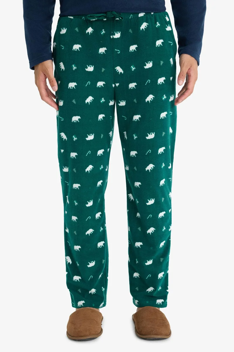 Defacto  Regular Fit Fleece Printed Top Bottom 2 Piece Pajama Set for Men | Best Price UAE