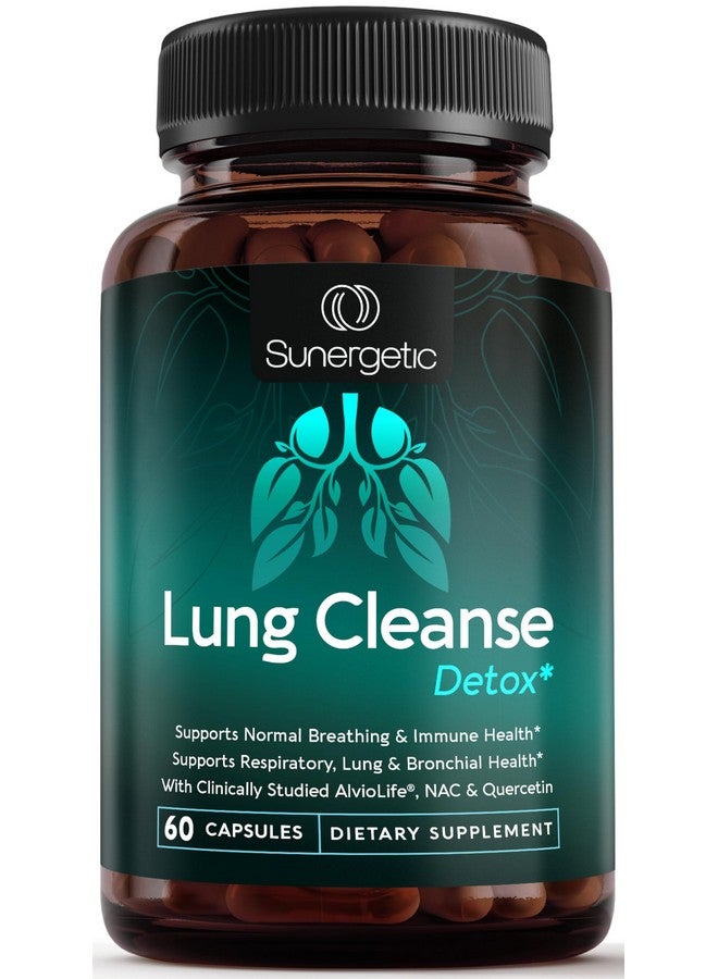 Sunergetic Sunergetic Premium Lung Support Supplement - Lung Cleanse & Detox Supplement With Mullein Leaf, NAC, Bromelain & Boswellia-Lung Health Formula for Respiratory, Breathing & Bronchial Health-60 Capsules  - Image 1