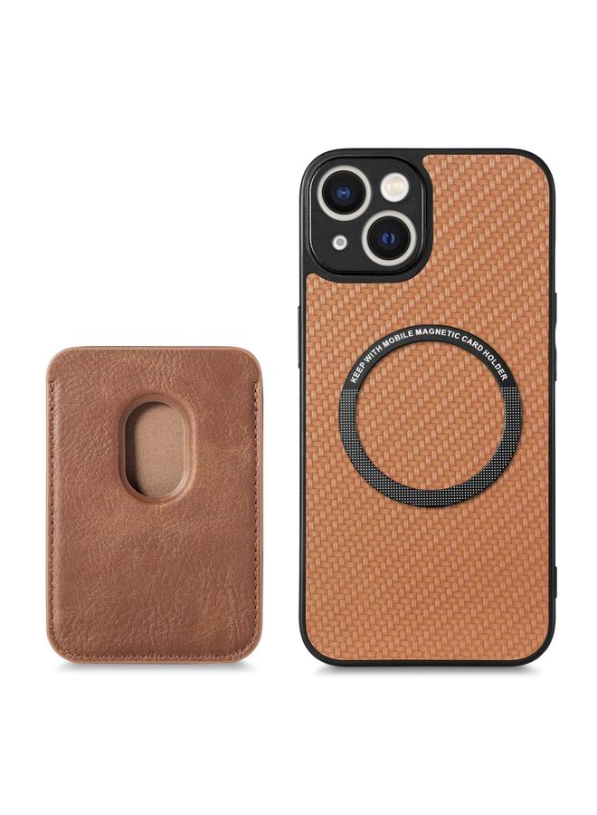 S-TOP Case For iPhone 13 mini Carbon Fiber Leather Card Magsafe Magnetic Phone Case - Image 3