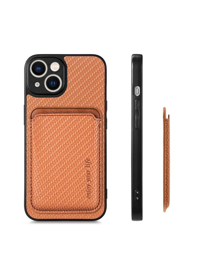 S-TOP Case For iPhone 13 mini Carbon Fiber Leather Card Magsafe Magnetic Phone Case - Image 2
