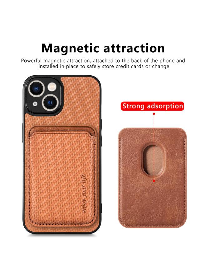 S-TOP Case For iPhone 13 mini Carbon Fiber Leather Card Magsafe Magnetic Phone Case - Image 4