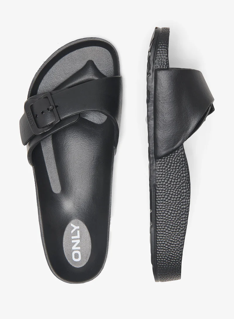 Only Black Cindy One Strap Eva Flat Sandals for Women | Best Price UAE