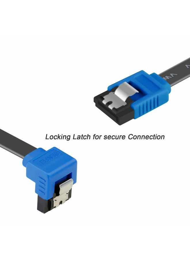 Benfei SATA Cable III, 3 Pack SATA Cable III 6Gbps 90 Degree Right Angle with Locking Latch 18 Inch for SATA HDD, SSD, CD Driver, CD Writer - Black - Image 3