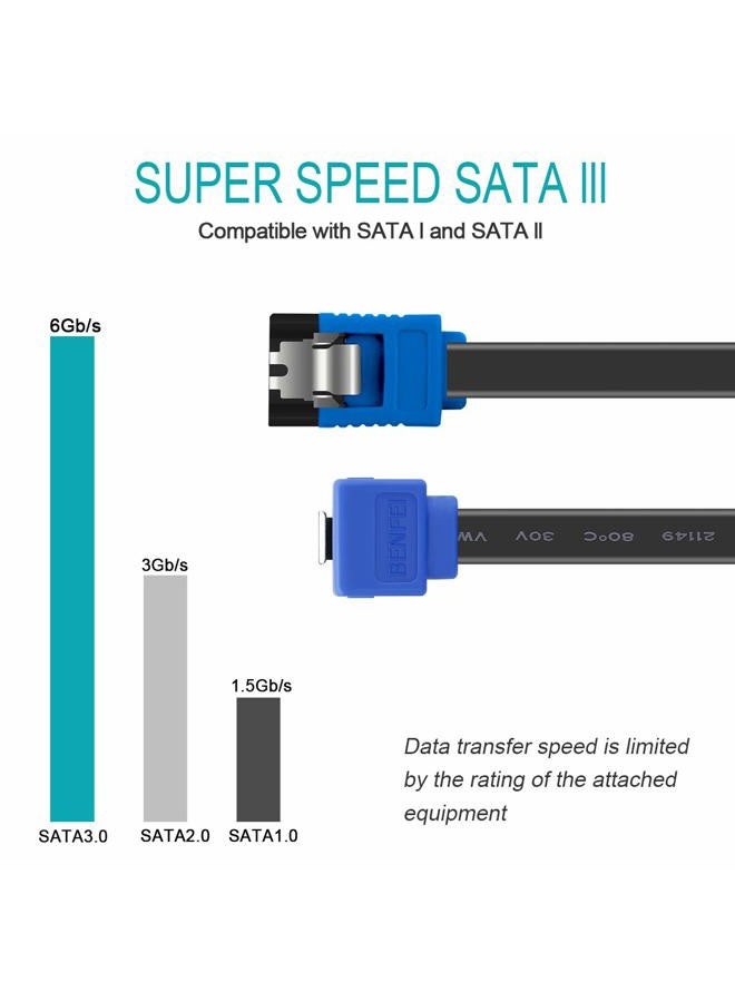 Benfei SATA Cable III, 3 Pack SATA Cable III 6Gbps 90 Degree Right Angle with Locking Latch 18 Inch for SATA HDD, SSD, CD Driver, CD Writer - Black - Image 2