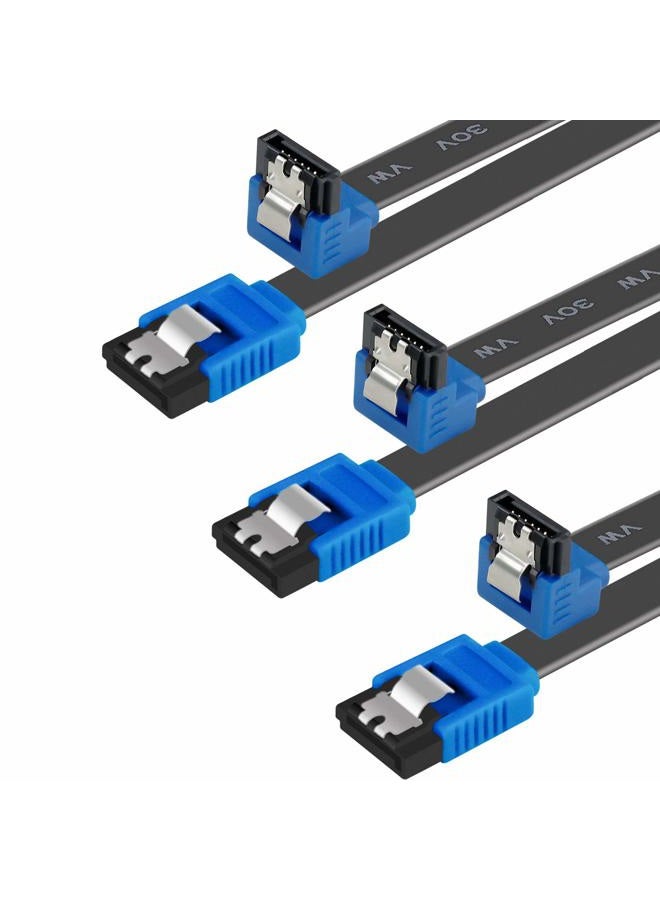 Benfei SATA Cable III, 3 Pack SATA Cable III 6Gbps 90 Degree Right Angle with Locking Latch 18 Inch for SATA HDD, SSD, CD Driver, CD Writer - Black - Image 1