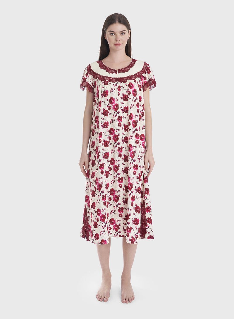 KASHKHA Floral Printed Knee Length Night dress - Image 1