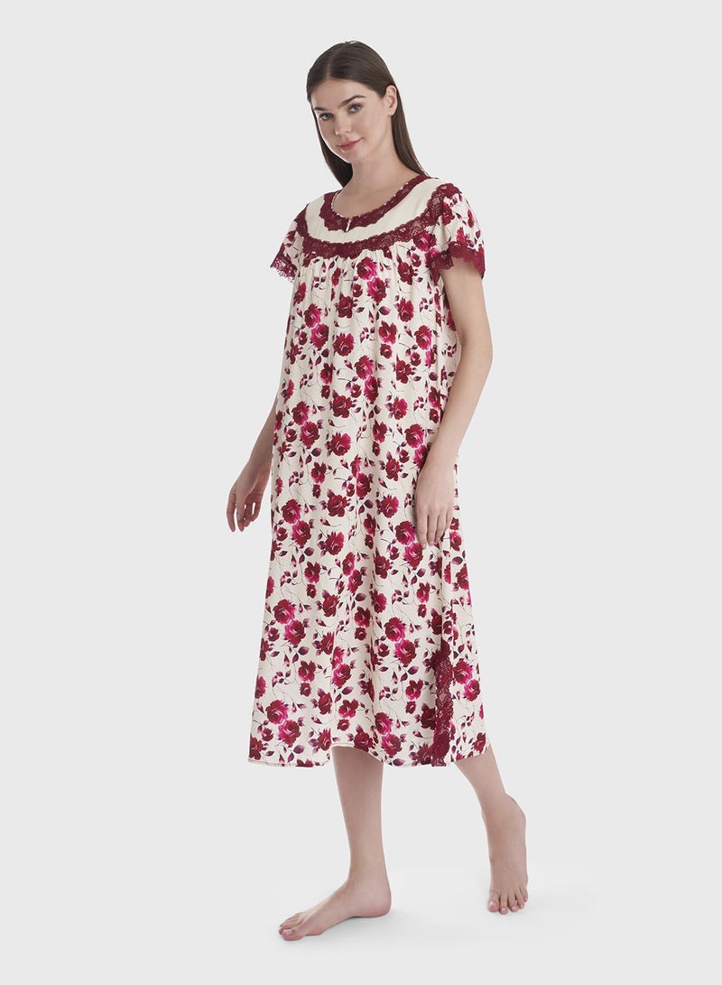 KASHKHA Floral Printed Knee Length Night dress - Image 2