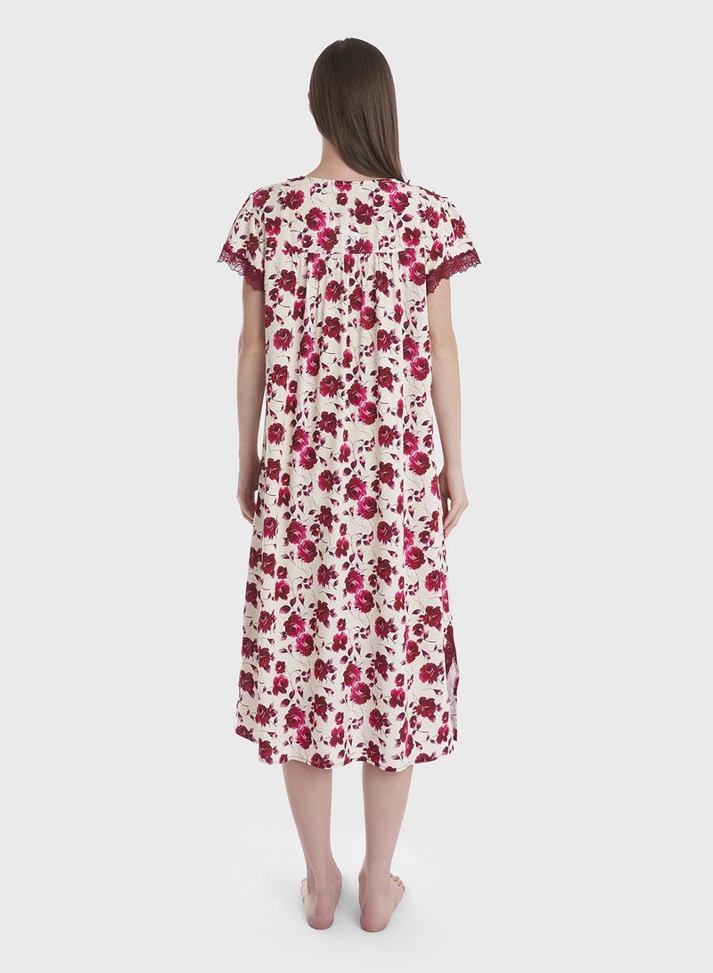 KASHKHA Floral Printed Knee Length Night dress - Image 3