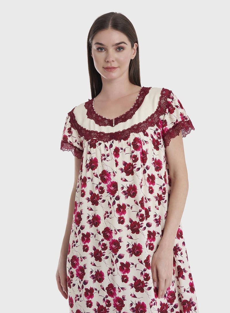 KASHKHA Floral Printed Knee Length Night dress - Image 4