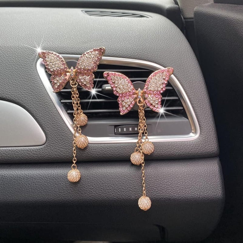 cheekyglo Bling Butterfly Car Clip,Cute Butterfly Car Aromatherapy Vent Clips Butterfly Pendant Vent Clips Crystal Bling Bling Car Perfume Diffuser Car Diffuser Auto Interior Decoration - Image 5