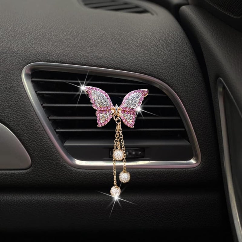 cheekyglo Bling Butterfly Car Clip,Cute Butterfly Car Aromatherapy Vent Clips Butterfly Pendant Vent Clips Crystal Bling Bling Car Perfume Diffuser Car Diffuser Auto Interior Decoration - Image 4