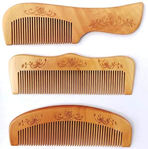 Twisha Handemade Neem Wood Broad Tooth Anti-Dandruff Comb For Men And Women Pack of 3 - Image 1