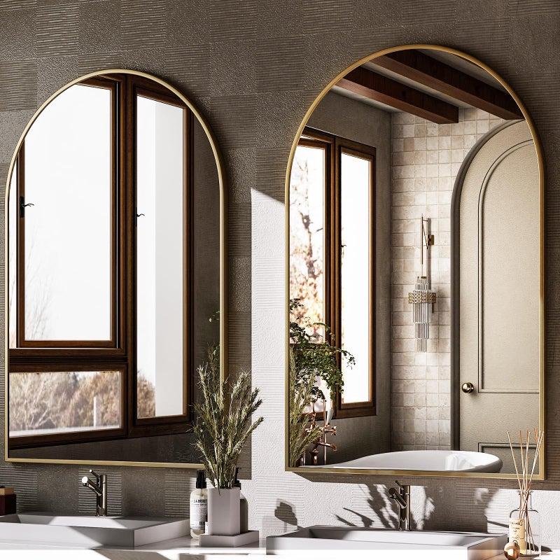 HARRITPURE 20"x30" Arched Bathroom Mirror - Wall Mounted Mirror - Gold Arch Mirror - Aluminum Alloy Frame Bathroom Mirror Living Room, Bedroom and Entryway - Image 5