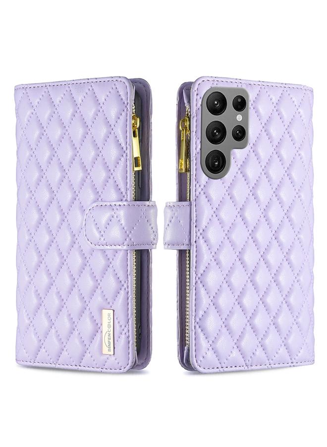 S-TOP Case For Samsung Galaxy S25 Ultra 5G Diamond Lattice Zipper Wallet Leather Flip Phone Case - Image 1
