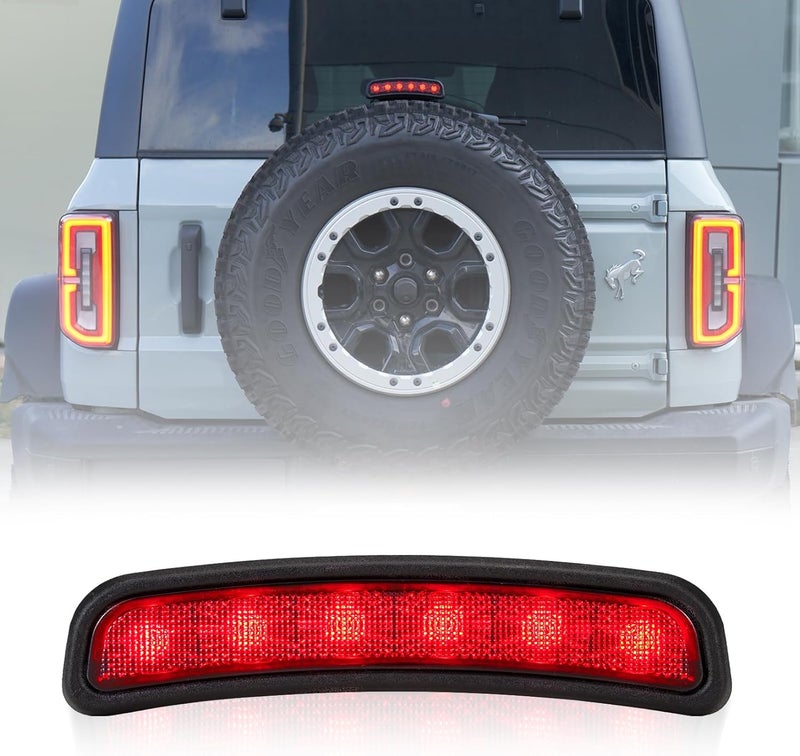 FIERYRED 3rd Brake Light for Ford Bronco 2021 2022 2023 2024 Accessories, Waterproof LED High Mount Stop Smoked Third Brake Light Stop Lamp - Image 1