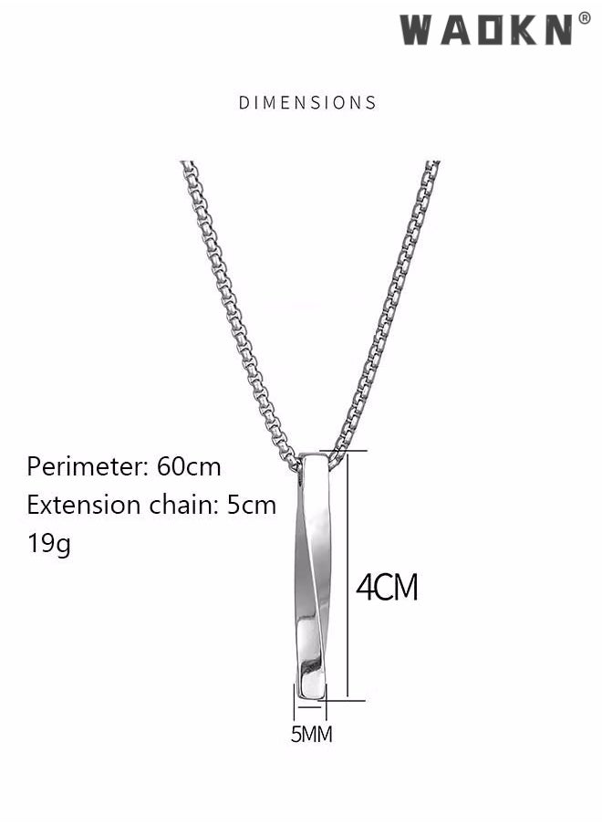 WAOKN Casual Stylish Spiral Pendant Necklace Cool Sweater Chain for Men Women Titanium Steel Necklace Silver  - Image 5