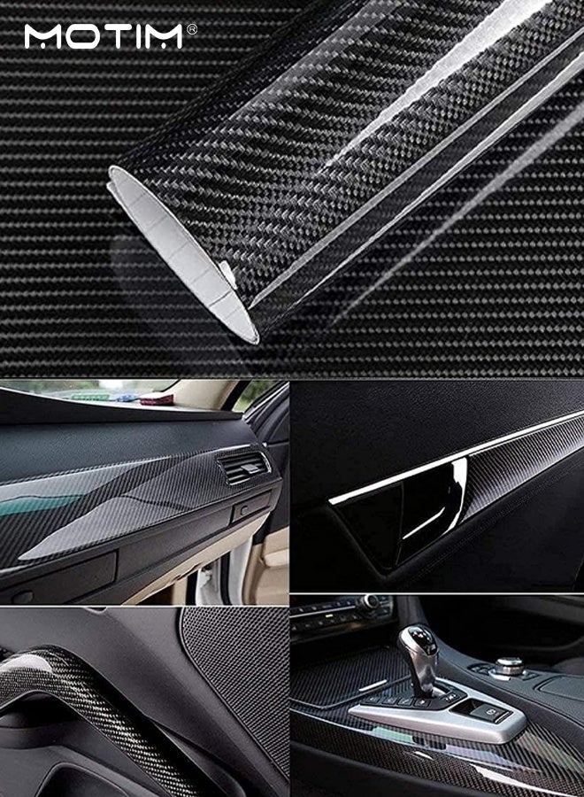 Motim 6D Gloss Carbon Fiber Vinyl 30x150cm, Automotive Wrap Sheet, Self Adhesive Car Vinyl Roll, Bubble Free Air Release Technology, DIY Decals for Car DIY Interior Exterior and Laptop - Image 3