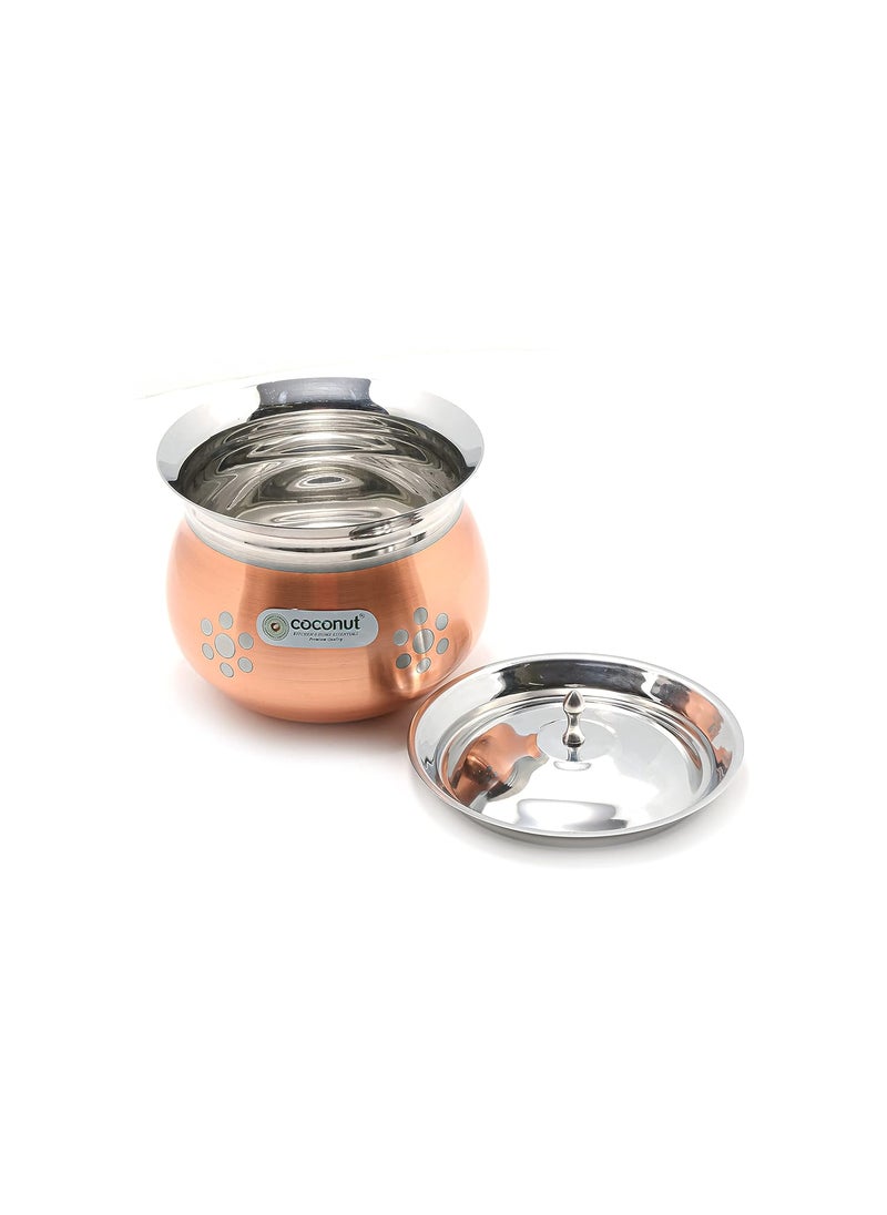 Coconut Coconut Rex Outer Copper & Inner Stainless Steel Cookware Handi with Lids - 2 Units (Capacity - 2000 & 2500 ML)  - Image 4