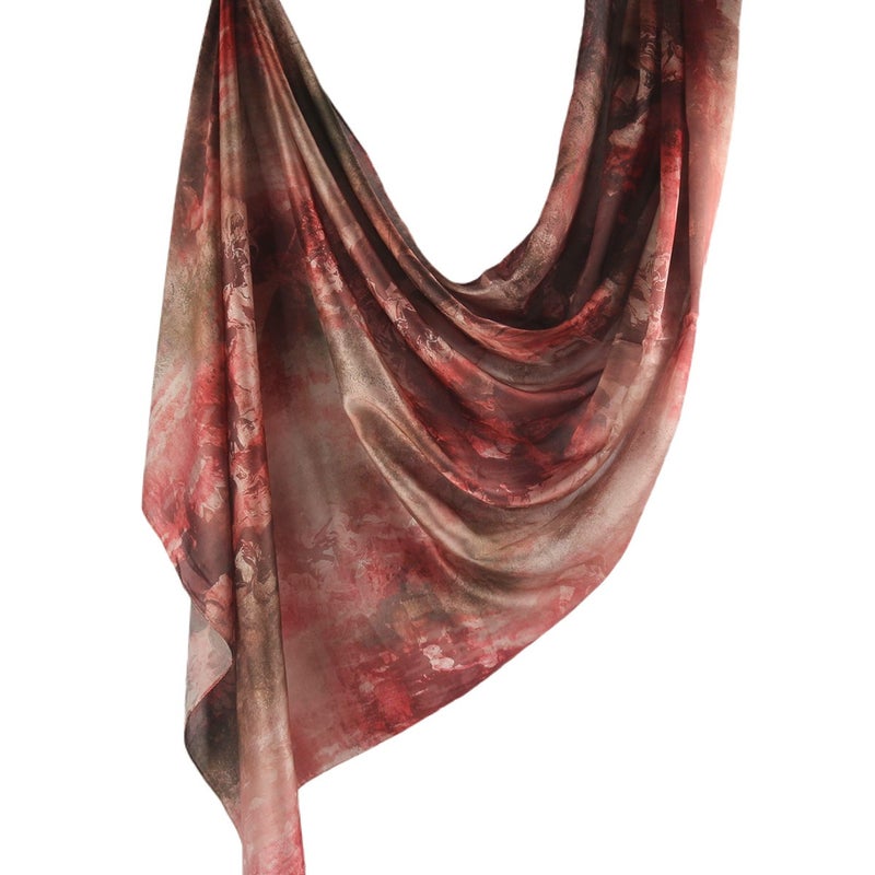 Silk Printed Headscarf - Ethnic Shawl with Premium Marble Print 85*180cm