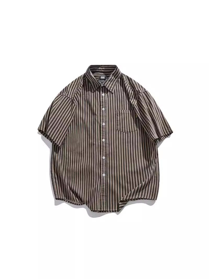 Ruiienrs X Planet Music 2024 Japanese All-Match Loose Striped T-Shirt 0245 - Image 3