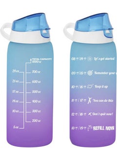 HEREVIN 161546-160 Water Bottle - Motivational Water Bottle - Plastic Colored Water Bottle Blue 1lt  - Image 1