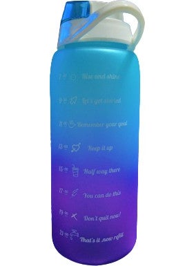 HEREVIN 161546-160 Water Bottle - Motivational Water Bottle - Plastic Colored Water Bottle Blue 1lt  - Image 2