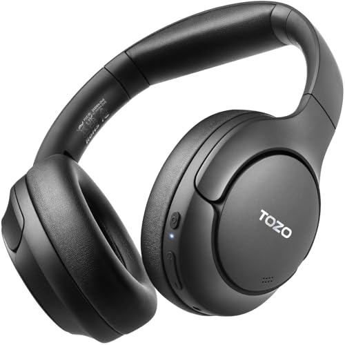TOZO HT2 Hybrid Active Noise Cancelling Headphones, Wireless Over Ear Bluetooth Headset, 60H Playtime, Hi-Res Audio Custom EQ via App Deep Bass Comfort Fit Ear Cups, for Home Office Travel Black - Image 1