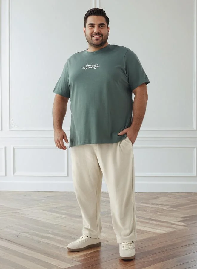 سبلاش فيڤ تيشيرت رجالي بقصة عادية ورقبة دائرية وأكمام قصيرة وطبعة شعار