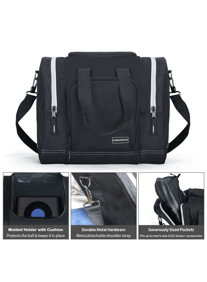 Mangrove Bowling Ball Bag for Single Ball, 2025 Bowling Bag with Plastic Ball Holder, Bowling Tote Fits Bowling Shoes Up to Mens Size 14 and Accessories (Black) - Image 5