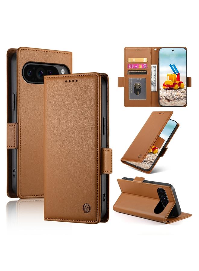 اس-توب جراب لهاتف Google Pixel 9 Pro مع مشبك جانبي مغناطيسي من الجلد المصقول - Image 1